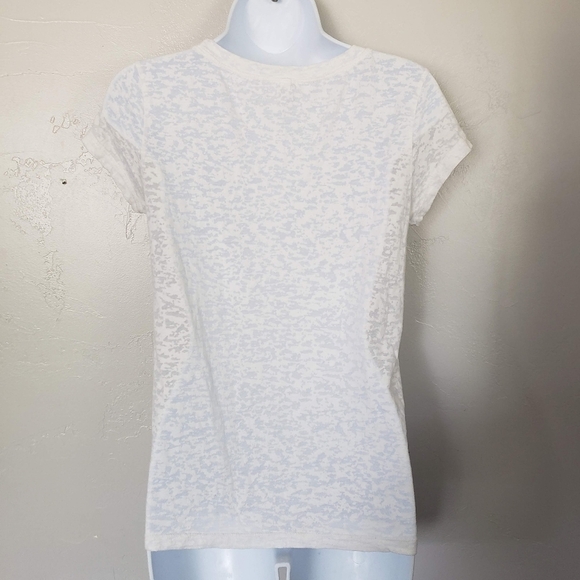 O'Neill Medium White Short Sleeve Shirt Burnout Basic Tee Semi-Sheer Top T-shirt - Picture 4 of 6